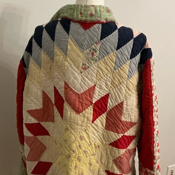 Vintage Multicolor Quilted Coat made from a vintage quilt. One of a kind - Picture 5 of 5